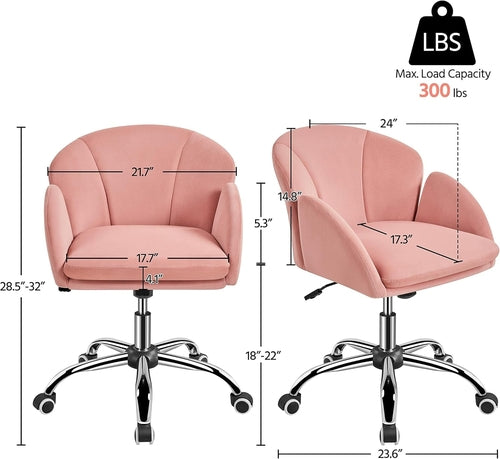 DeskCraft Velvet Desk Chair Pink