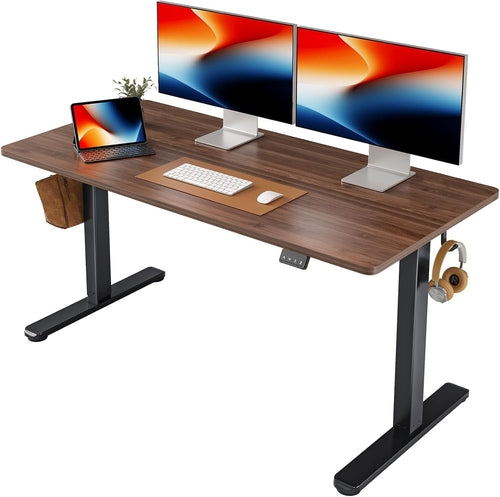 DeskCraft Electric Standing Desk 55in Black Walnut - Premium Home Office Standing Desk