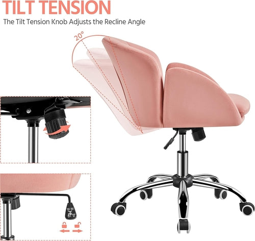 DeskCraft Velvet Desk Chair Pink