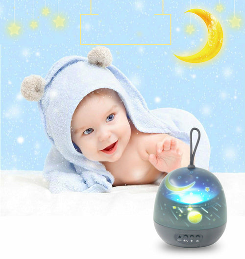 Remote control and full view of DeskCraft 360 Rotating Night Light Projector