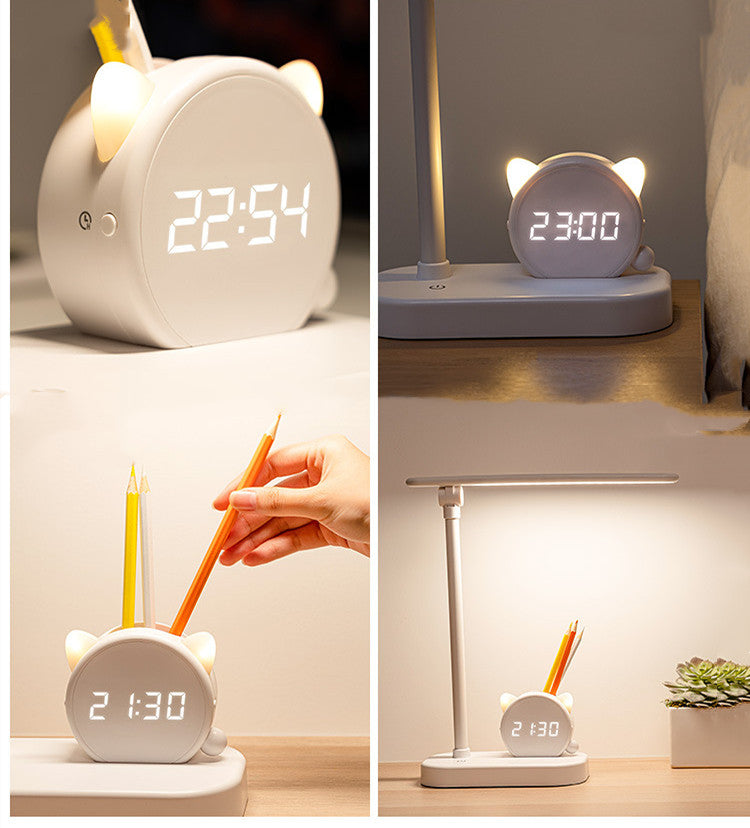 DeskCraft LED Lamp with Pen Holder & Clock