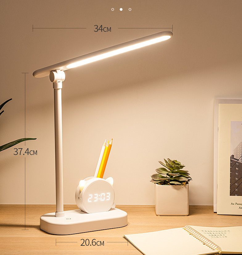 DeskCraft LED Lamp with Pen Holder & Clock