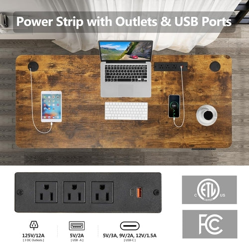 Close-up of DeskCraft Standing Desk Digital Control Panel and Charging Stations