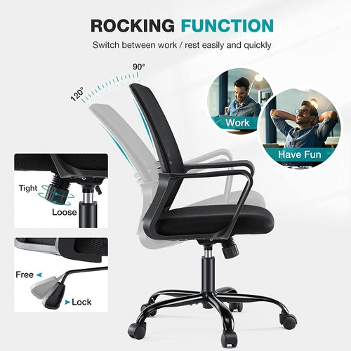 Full view of DeskCraft mesh chair in modern home office setup