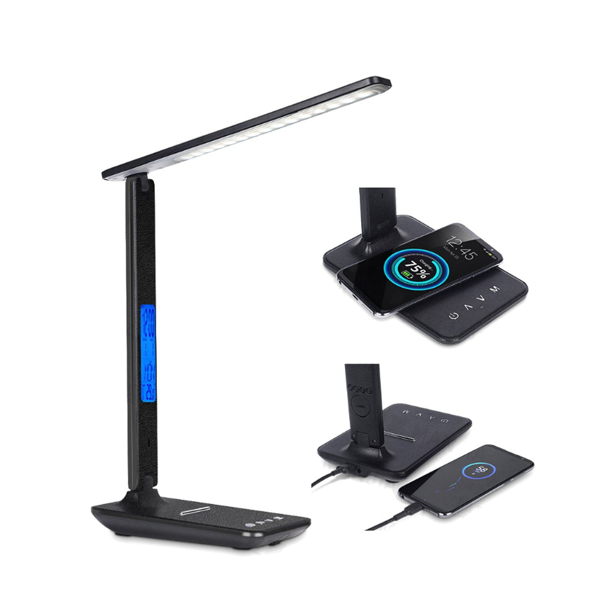 DeskCraft 3-in-1 Lamp Charger & Clock - Premium Home Office Desk Lamps