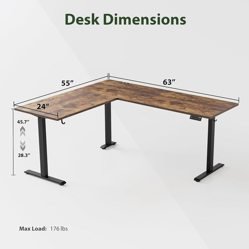 DeskCraft Home Office Desk in Fully Raised Standing Position