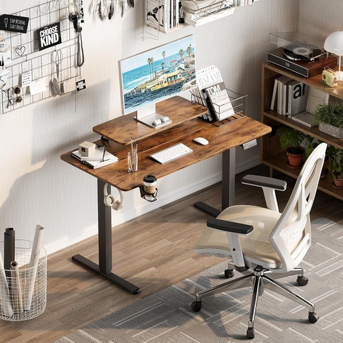 Electric Standing Desk Side View Showing Height Adjustment Mechanism
