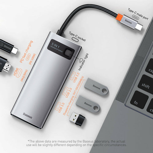 Compact Aluminum USB-C Hub in Space Gray with Sleek Design