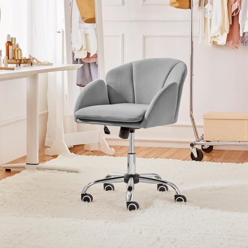 DeskCraft Velvet Office Chair Light Gray