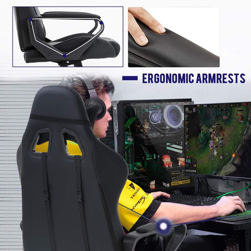 Full Profile of White Gaming Chair with Swivel Base