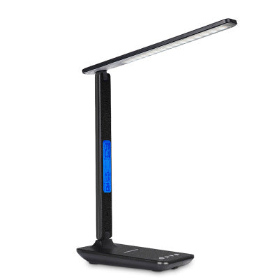 Sleek wireless charging desk lamp with integrated digital clock