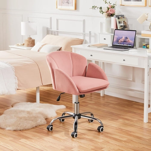 DeskCraft Velvet Desk Chair Pink