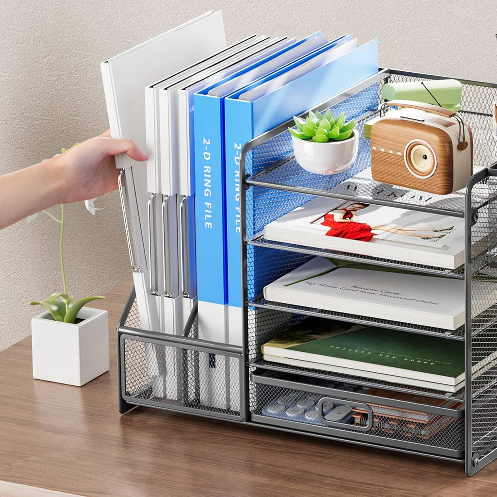DeskCraft 5-Tier Mesh Organizer Grey