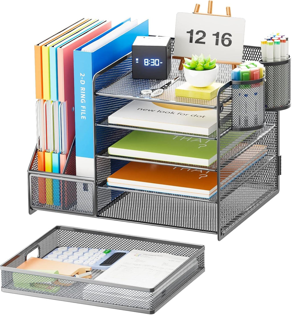 DeskCraft 5-Tier Mesh Organizer Grey