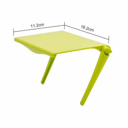 Side angle view showing monitor shelf storage capacity
