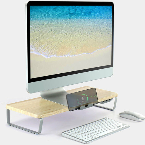 DeskCraft Ergonomic Monitor Riser with USB Hub - Professional Home Office Solution