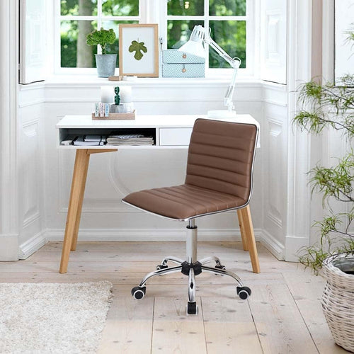 DeskCraft Mid-Back Ribbed Task Chair - Premium Ergonomic Home Office Seating