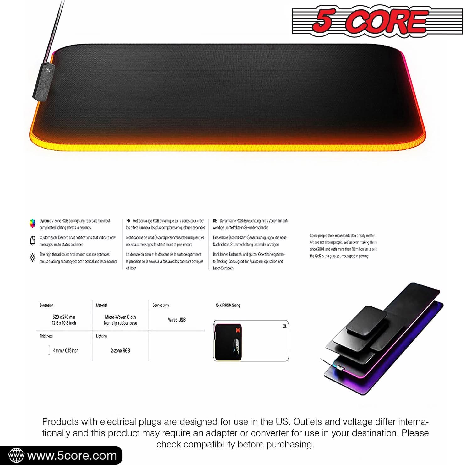 DeskCraft RGB Gaming Mouse Pad 12 Modes