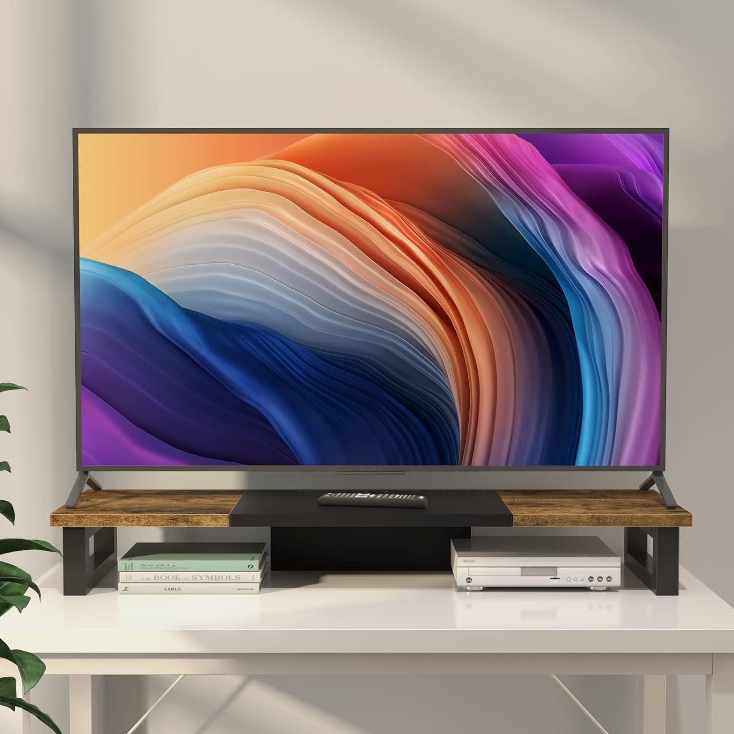 Home Office Desk Setup with DeskCraft Dual Monitor Stand