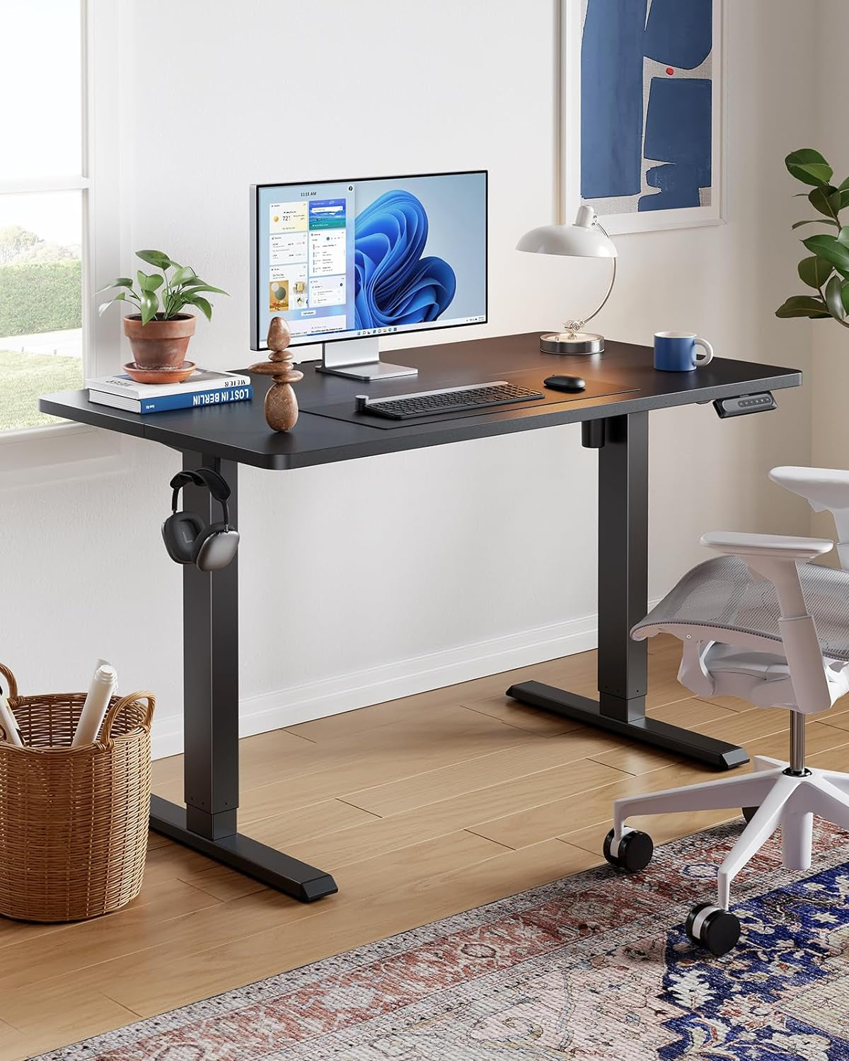 DeskCraft Electric Standing Desk 48" Black - Premium Home Office Standing Desk