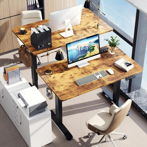 DeskCraft Standing Desk Side Angle Showing Electric Height Adjustment Mechanism