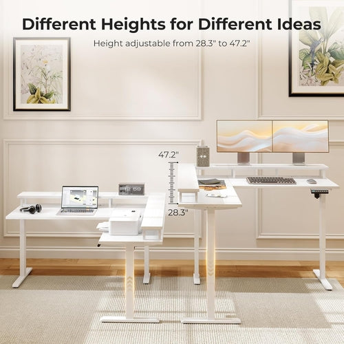 Close-up of DeskCraft Standing Desk Control Panel and Integrated Power Outlets