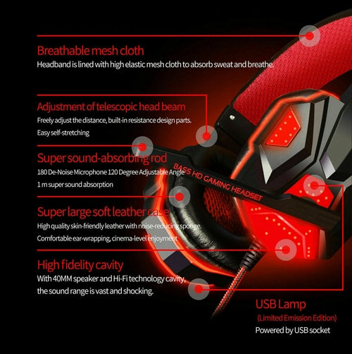 Full View of DeskCraft RGB Gaming Headset in Home Office Setup