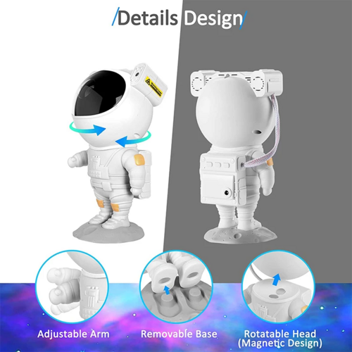Astronaut Galaxy Projector Lamp Side Angle View by DeskCraft