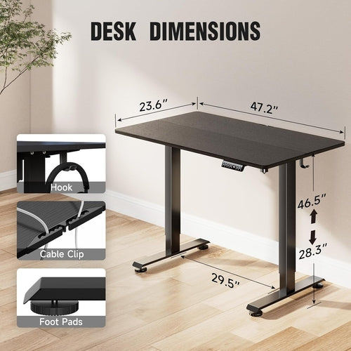 Side Angle of DeskCraft Standing Desk Showing Sleek Motorized Height Adjustment Mechanism