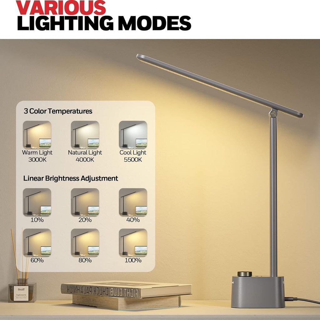 DeskCraft LED Lamp USB-A & USB-C Gray