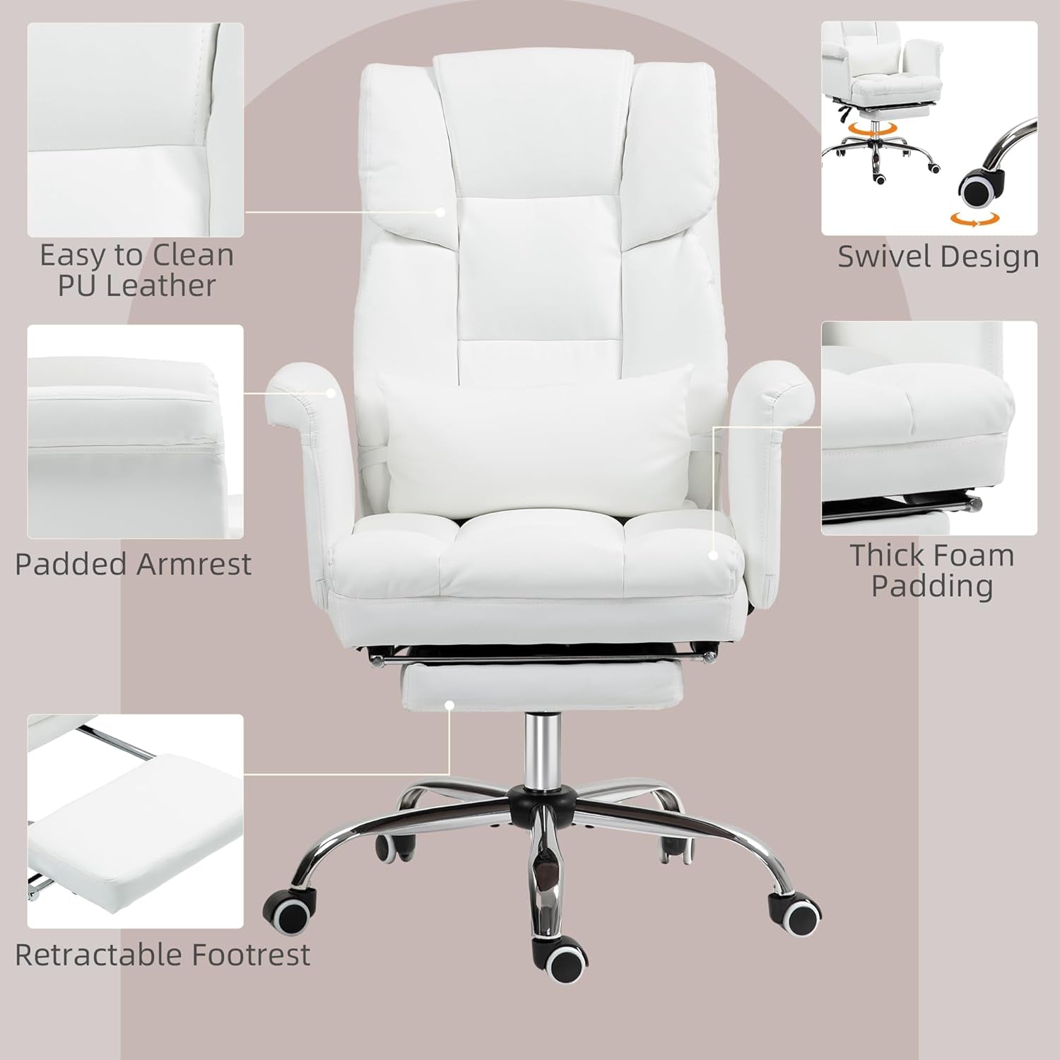 Rear angle showcasing breathable mesh back of DeskCraft ergonomic chair