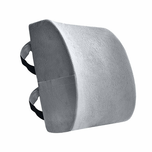 Side view of DeskCraft lumbar cushion showing memory foam density and mesh cover