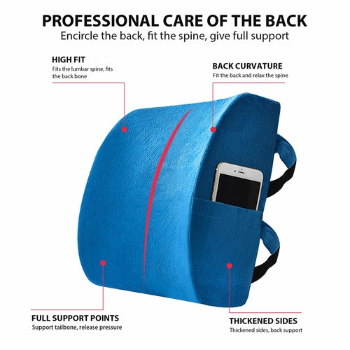 Detailed view of breathable mesh cover on DeskCraft lumbar support cushion