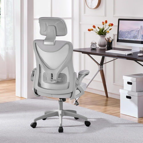 DeskCraft Mesh Chair Flip-Up Arms Black - Premium Ergonomic Home Office Chair