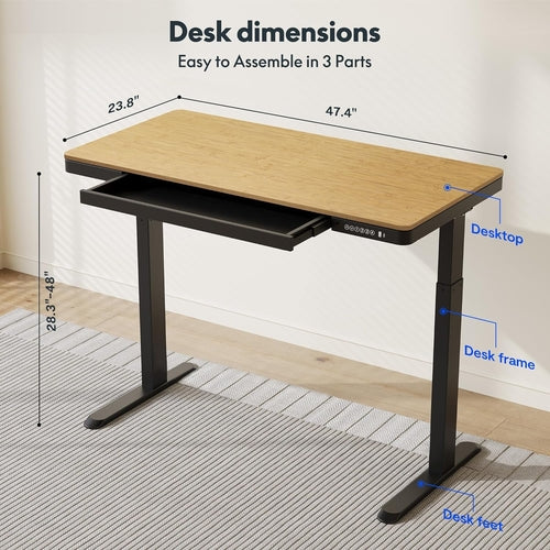 Close-up of integrated USB charging ports on DeskCraft standing desk