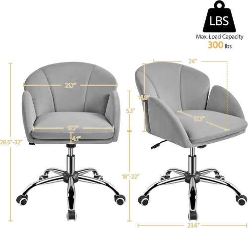 DeskCraft Velvet Office Chair Light Gray