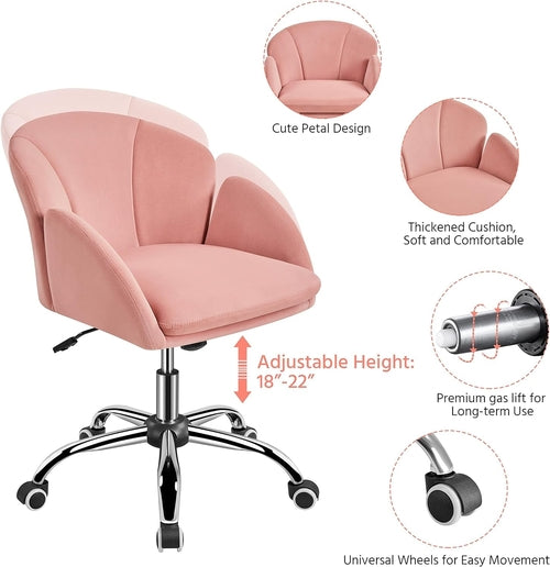 DeskCraft Velvet Desk Chair Pink