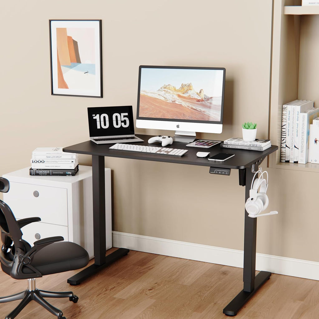 DeskCraft Compact Standing Desk 40" Black - Electric Home Office Workstation