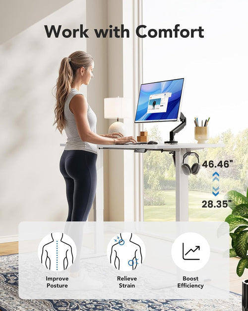 Complete Home Office Desk Setup with DeskCraft Electric Standing Desk