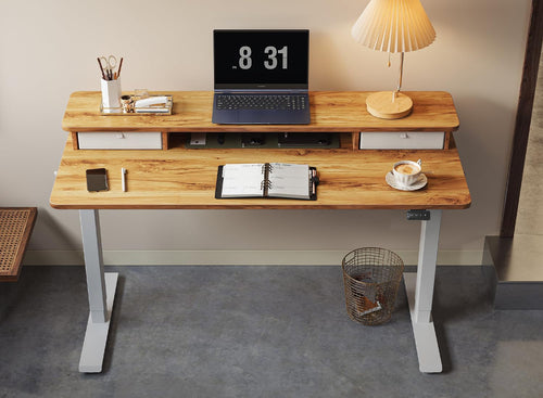 Close-up of electric height adjustment controls on DeskCraft desk