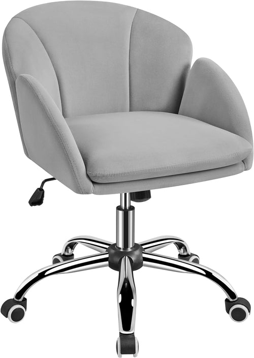 DeskCraft Velvet Office Chair Light Gray