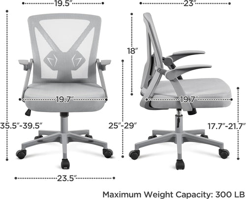 Close-up of DeskCraft chair's lumbar support and adjustable features