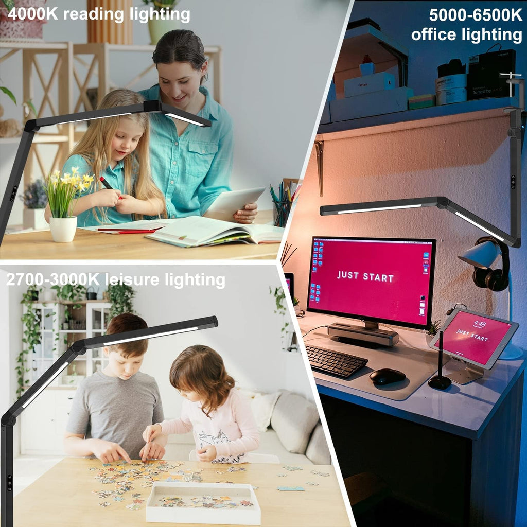 Adjustable LED Desk Lamp with Dual Light Source by DeskCraft