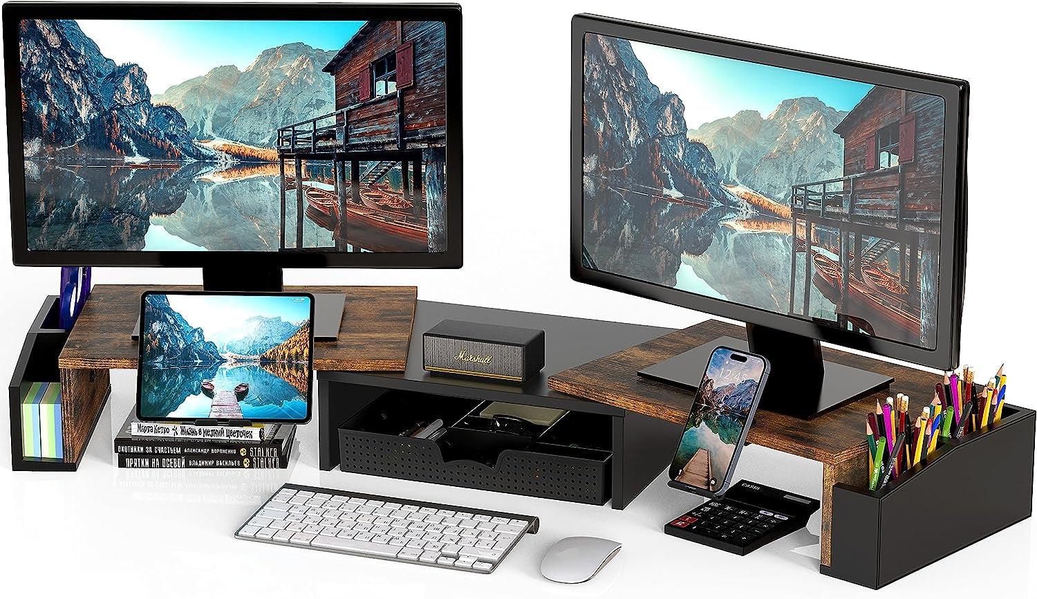 DeskCraft Monitor Riser Rustic Brown