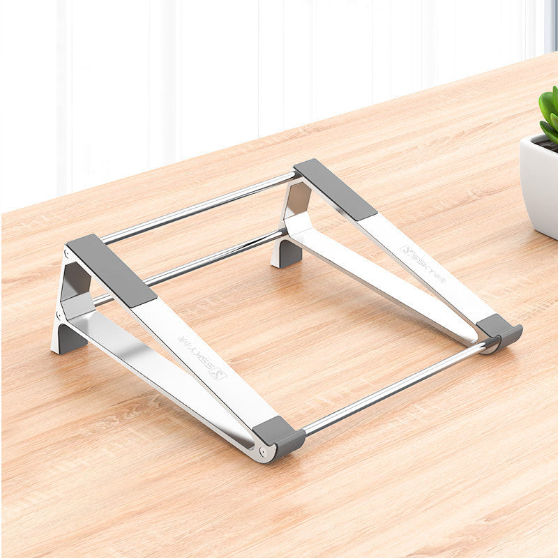 Professional desk setup featuring DeskCraft aluminum laptop stand