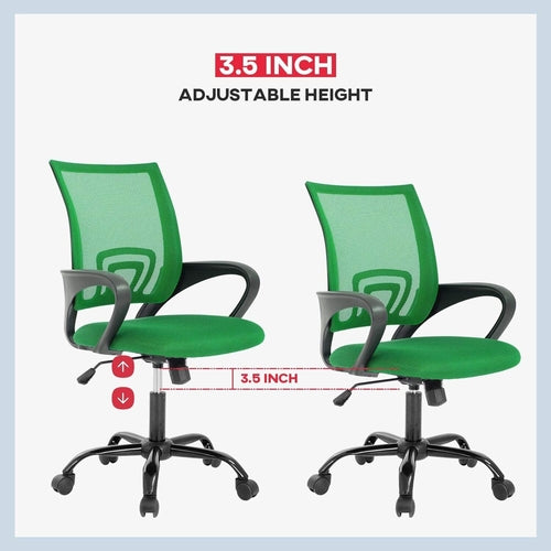 Full View of Green DeskCraft Mesh Chair in Modern Home Office Setting