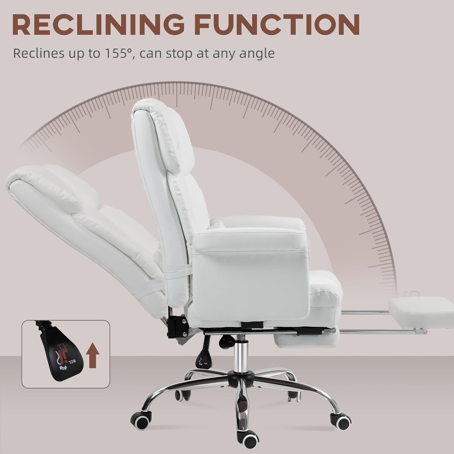 Full workspace setup featuring DeskCraft white ergonomic chair
