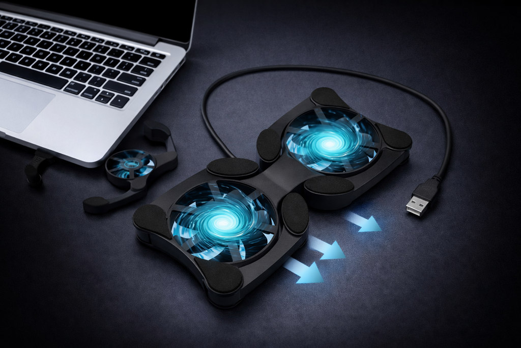 DeskCraft Dual Fan Laptop Cooling Pad - Premium Laptop Stand for Home Office