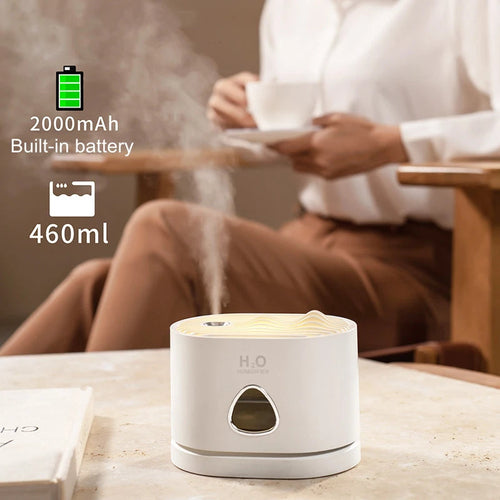 Compact air purifier with color-changing mood lighting for home office