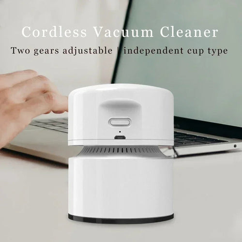 DeskCraft Mini Vacuum Side View with Precision Nozzle Attachments